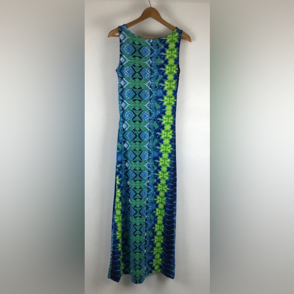 Lemmie for Nina Leonard Green Blue Medallion Vacation Resort Dress size S - Picture 3 of 8